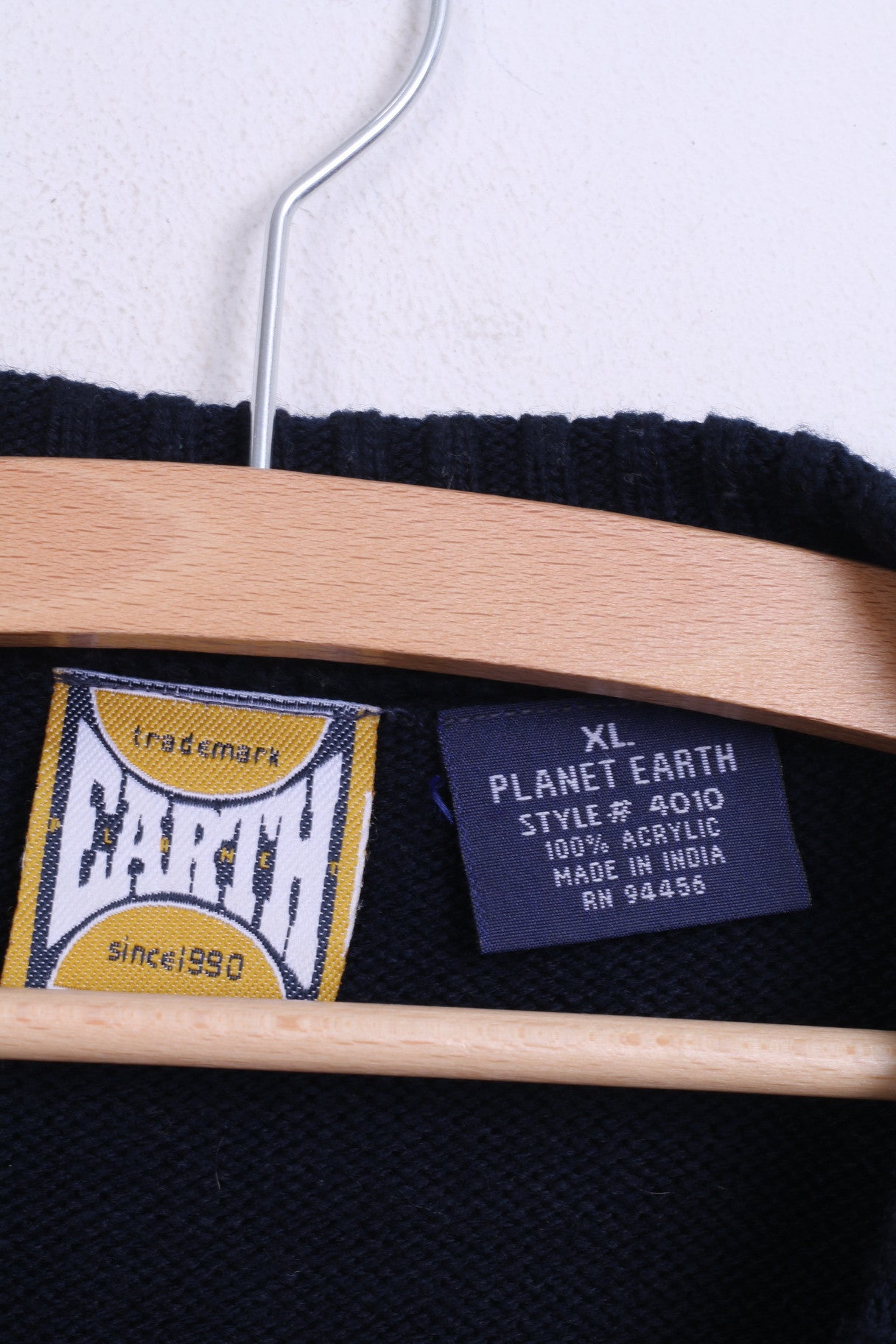 EARTH Mens XL Jumper Sweater Crew Neck Navy India - RetrospectClothes