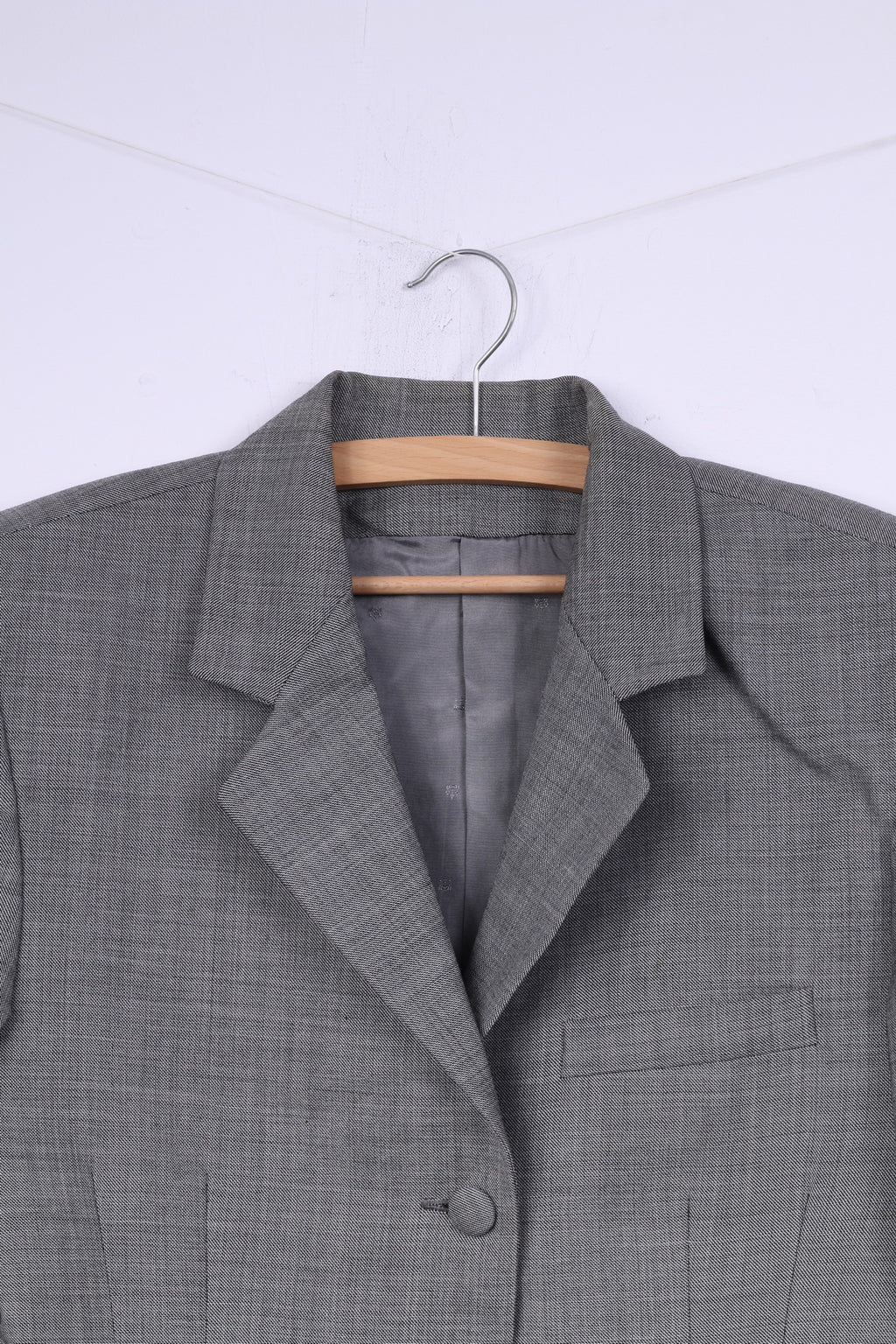 Coreello Paris Blazer da donna in lana grigia Giacca in lana pettinata vintage Moorside 