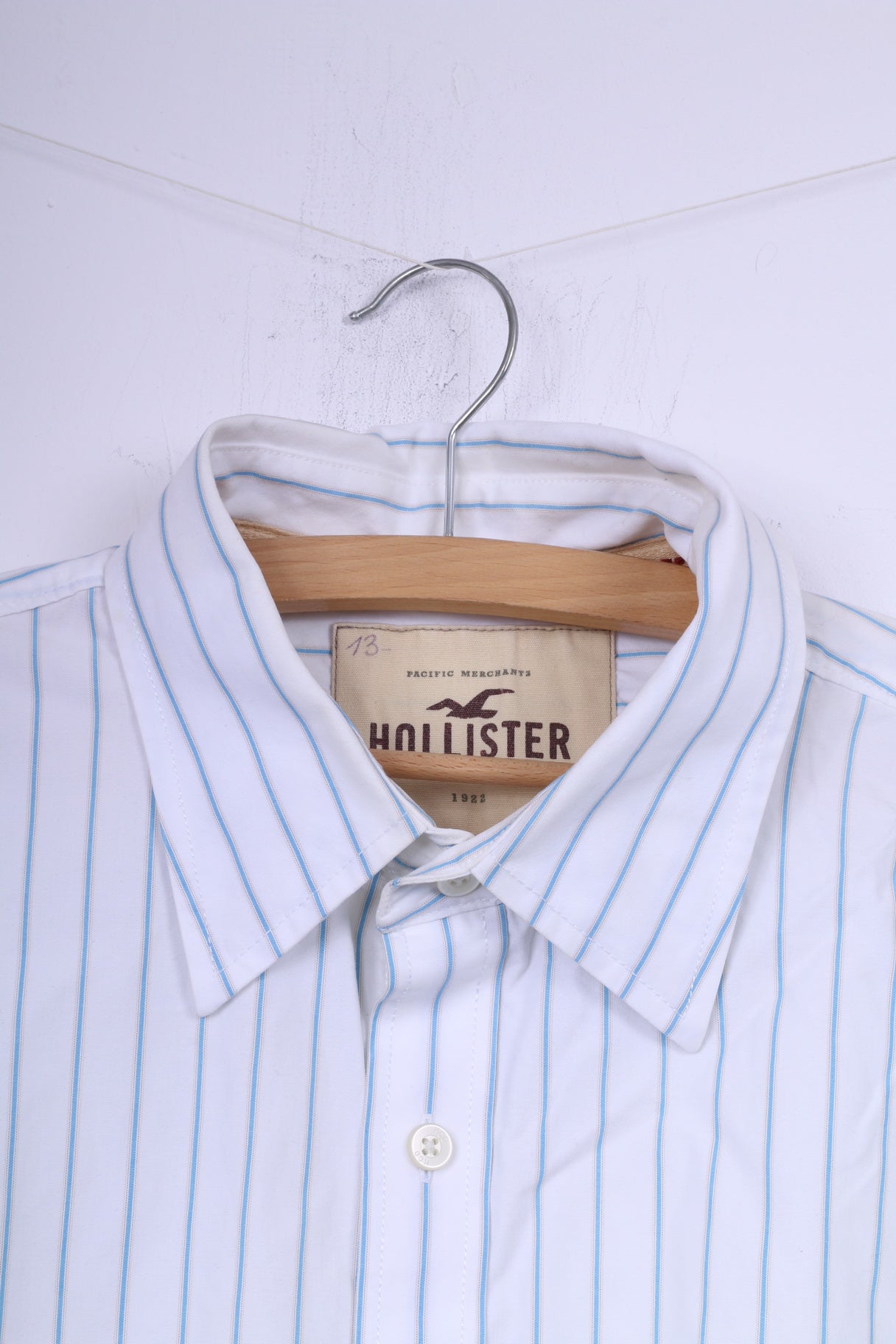 Men's XL Shirt Hollister Blue Stripe Button Up Long Sleeve Shirt 100%  Cotton