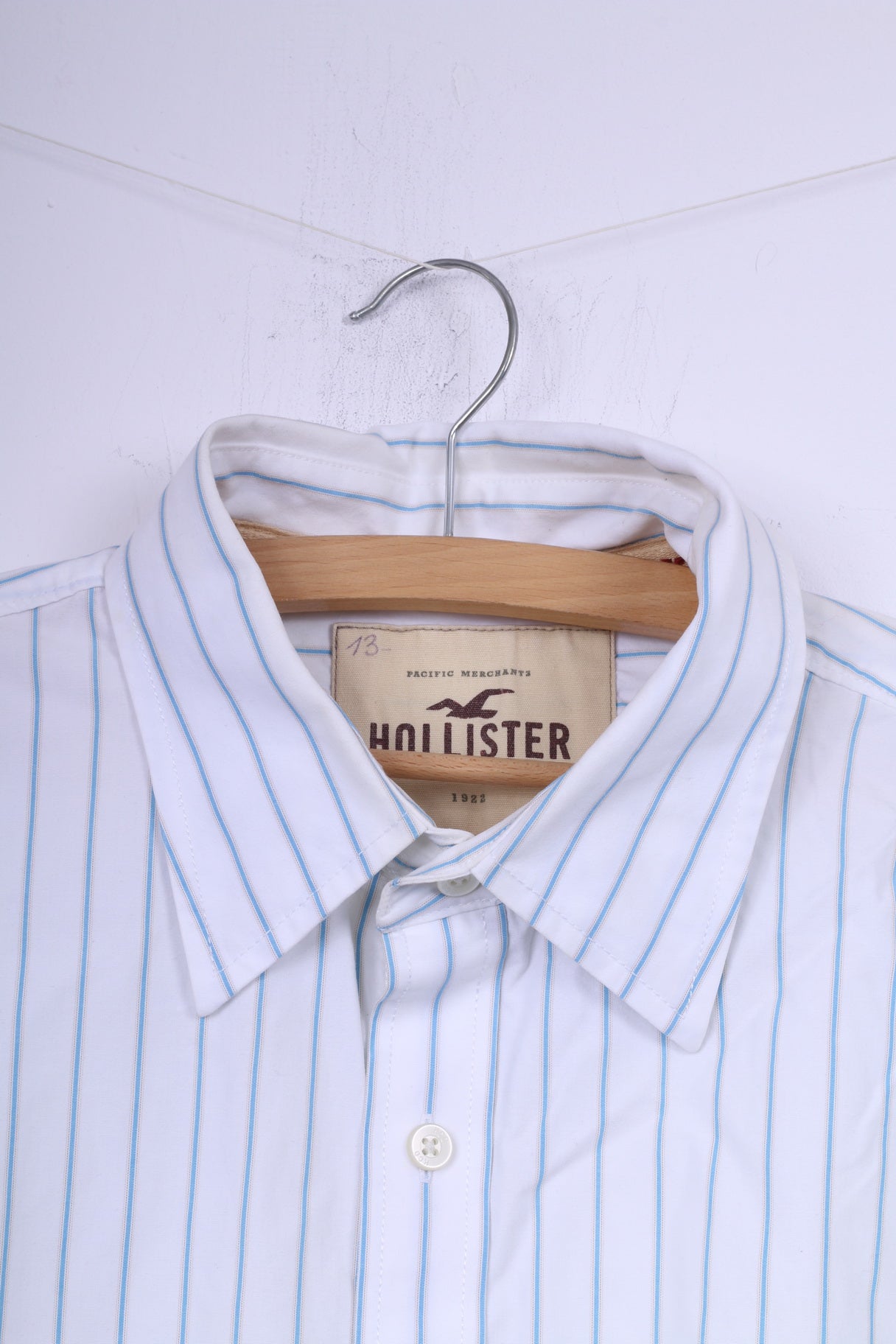 Hollister California Chemise décontractée XL à manches longues en coton rayé blanc pour homme 