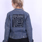 Gaastra Women 38 M Jeans Jacket Blue Cropped Cotton Dirty Emroidered Top