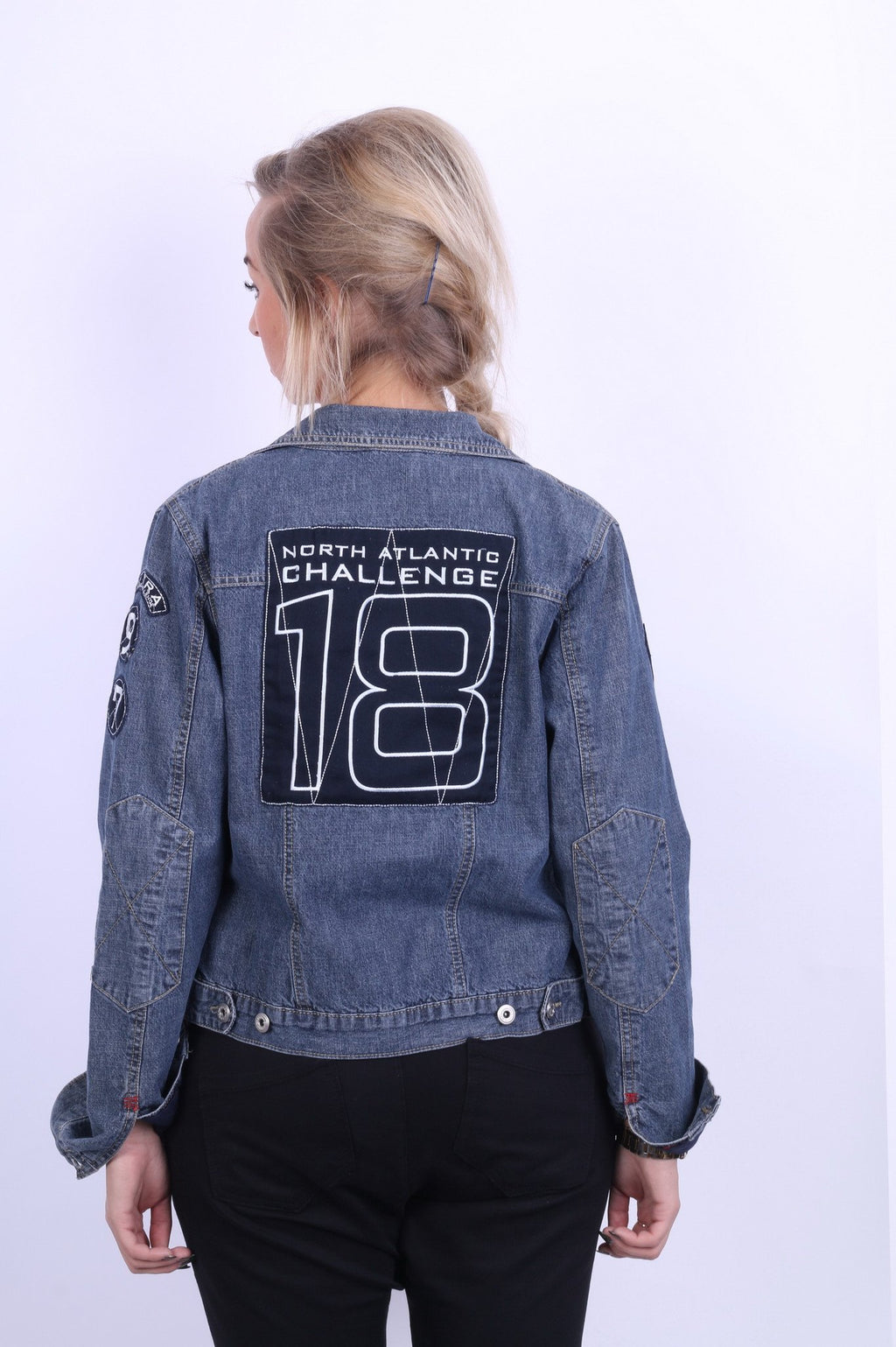 Gaastra Donna 38 M Giacca Jeans Blu Corta in Cotone Sporco Ricamato Top