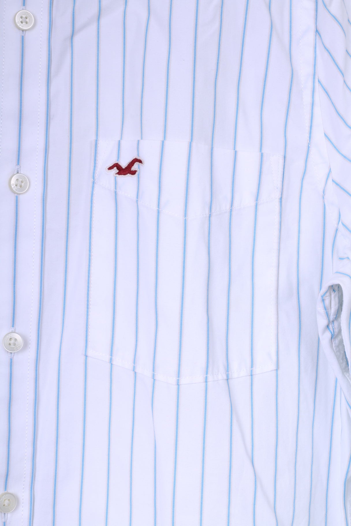 Hollister California Camicia casual XL da uomo a righe bianche a maniche lunghe in cotone 