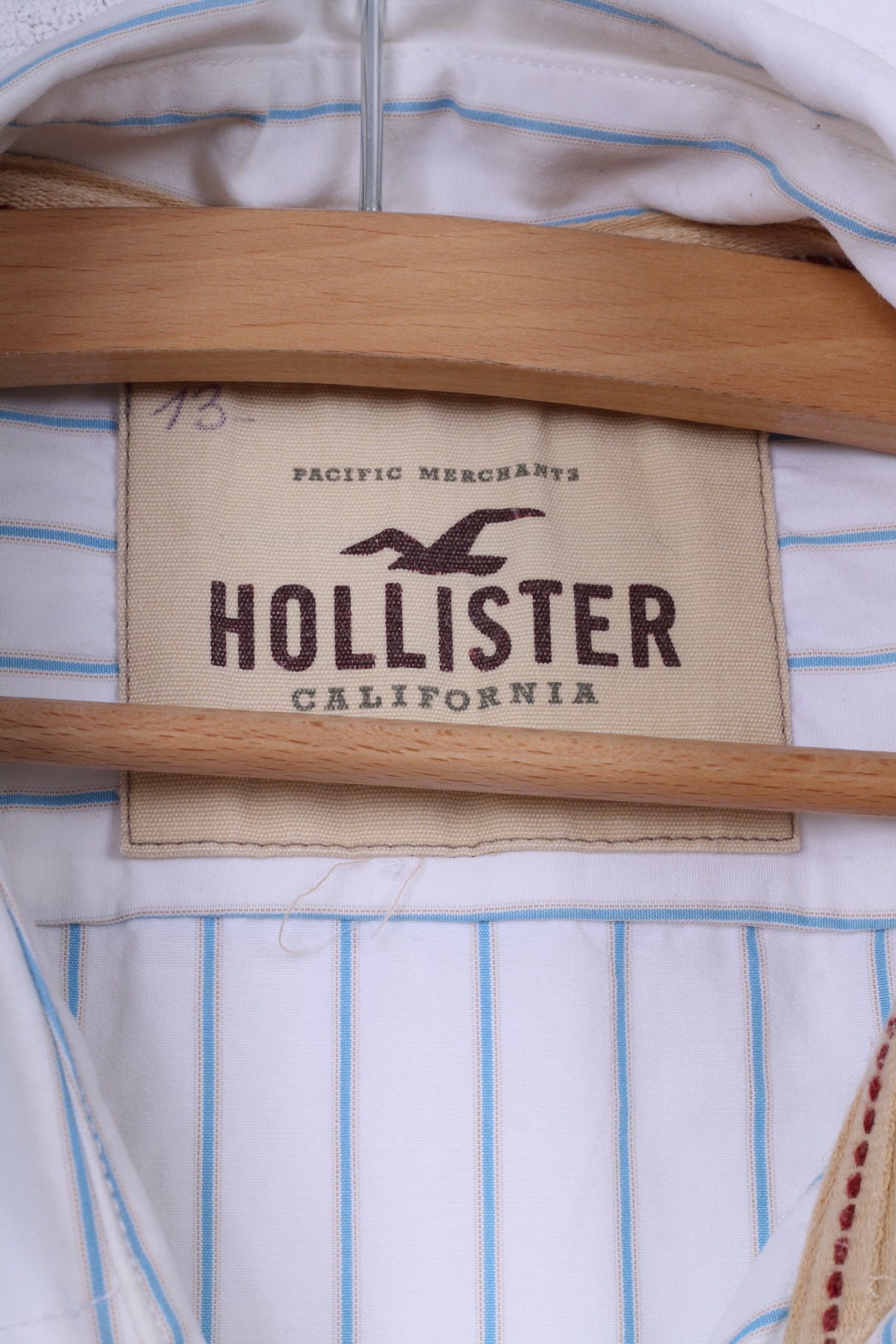 Hollister California Chemise décontractée XL à manches longues en coton rayé blanc pour homme 
