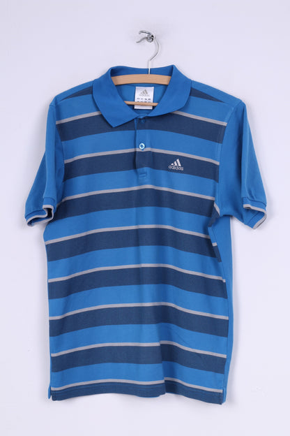 Polo Adidas M da uomo, top estivo in misto cotone a maniche corte a righe blu 