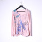 GAS Womens S Long Sleeved Shirt Pink Cotton thin Material Graphic Stretch Top