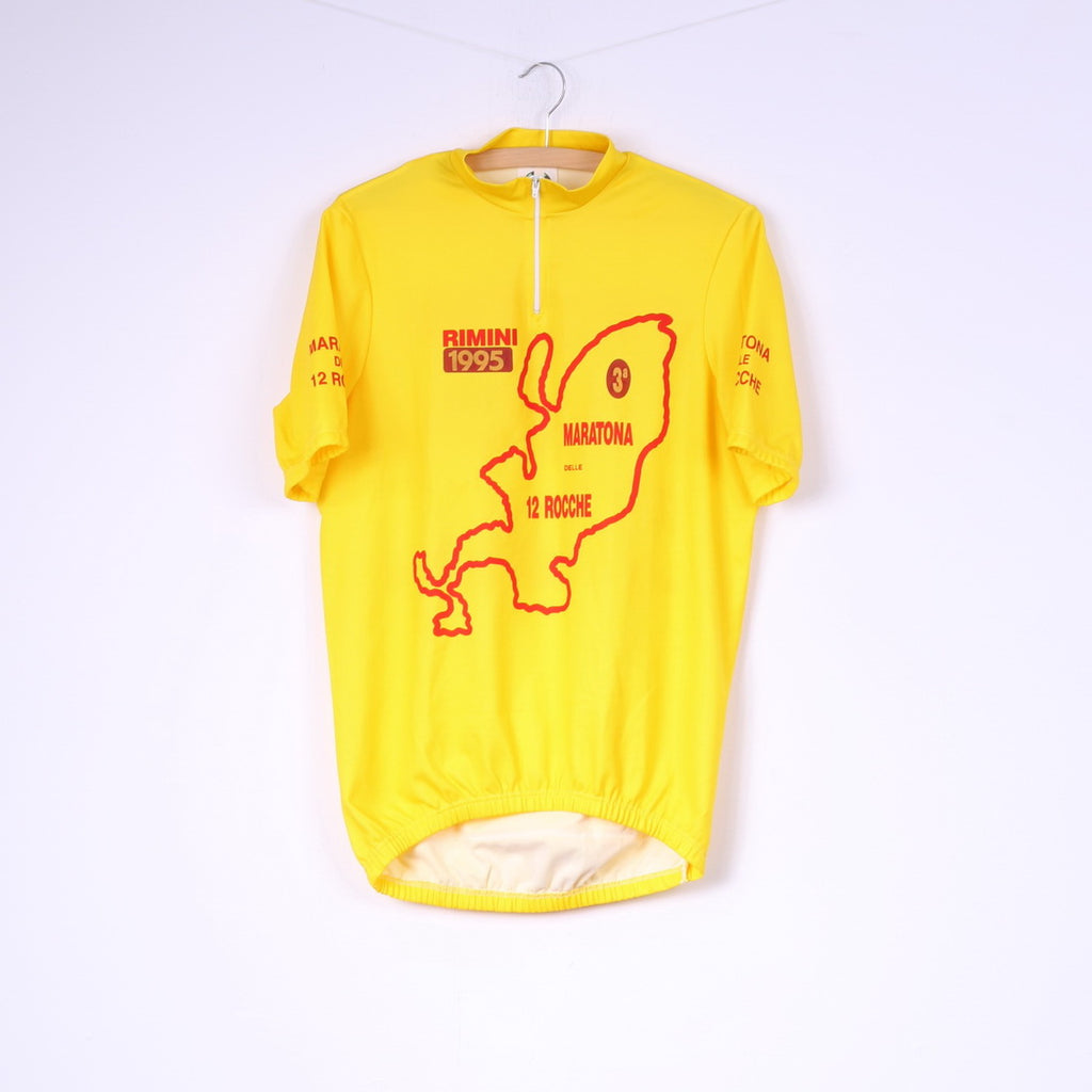 VB Maratona delle 12 rocche Hommes XL Chemise de Cyclisme Jaune Vélo Manches Courtes Rimini 1995 