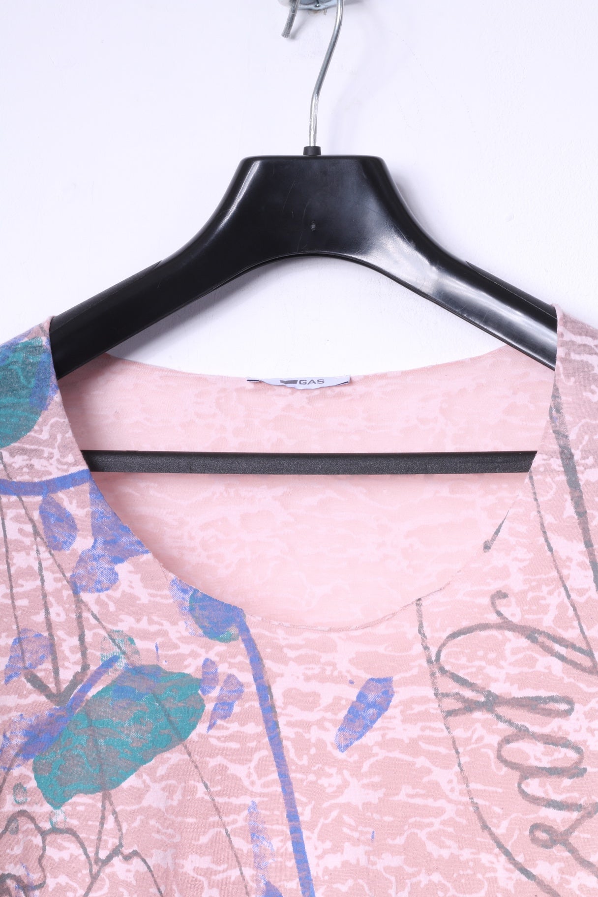 GAS Chemise à manches longues pour femmes, haut extensible en coton rose, matière fine, graphique