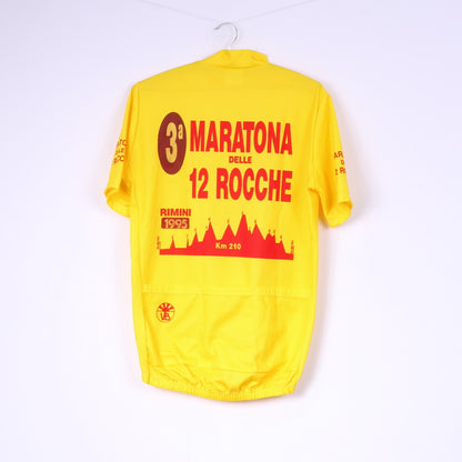 VB Maratona delle 12 rocche Hommes XL Chemise de Cyclisme Jaune Vélo Manches Courtes Rimini 1995 