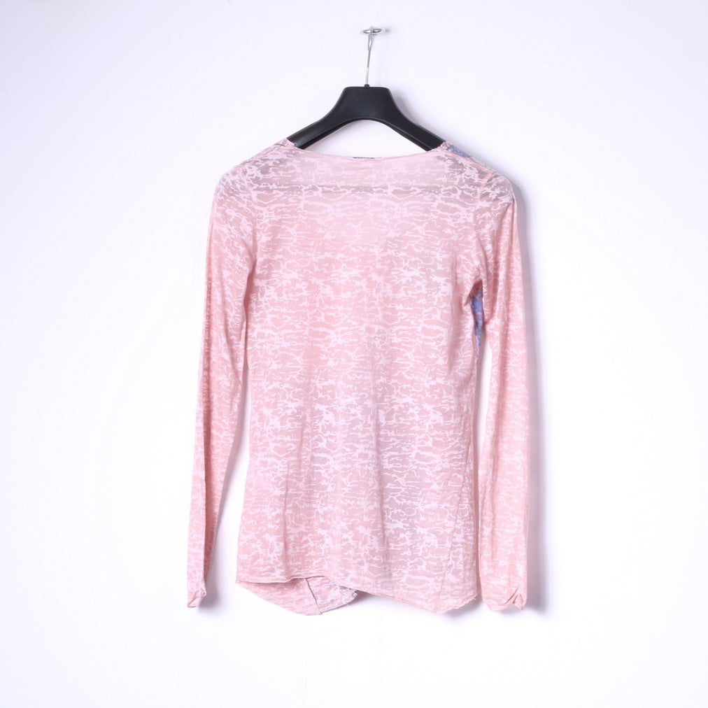 GAS Chemise à manches longues pour femmes, haut extensible en coton rose, matière fine, graphique