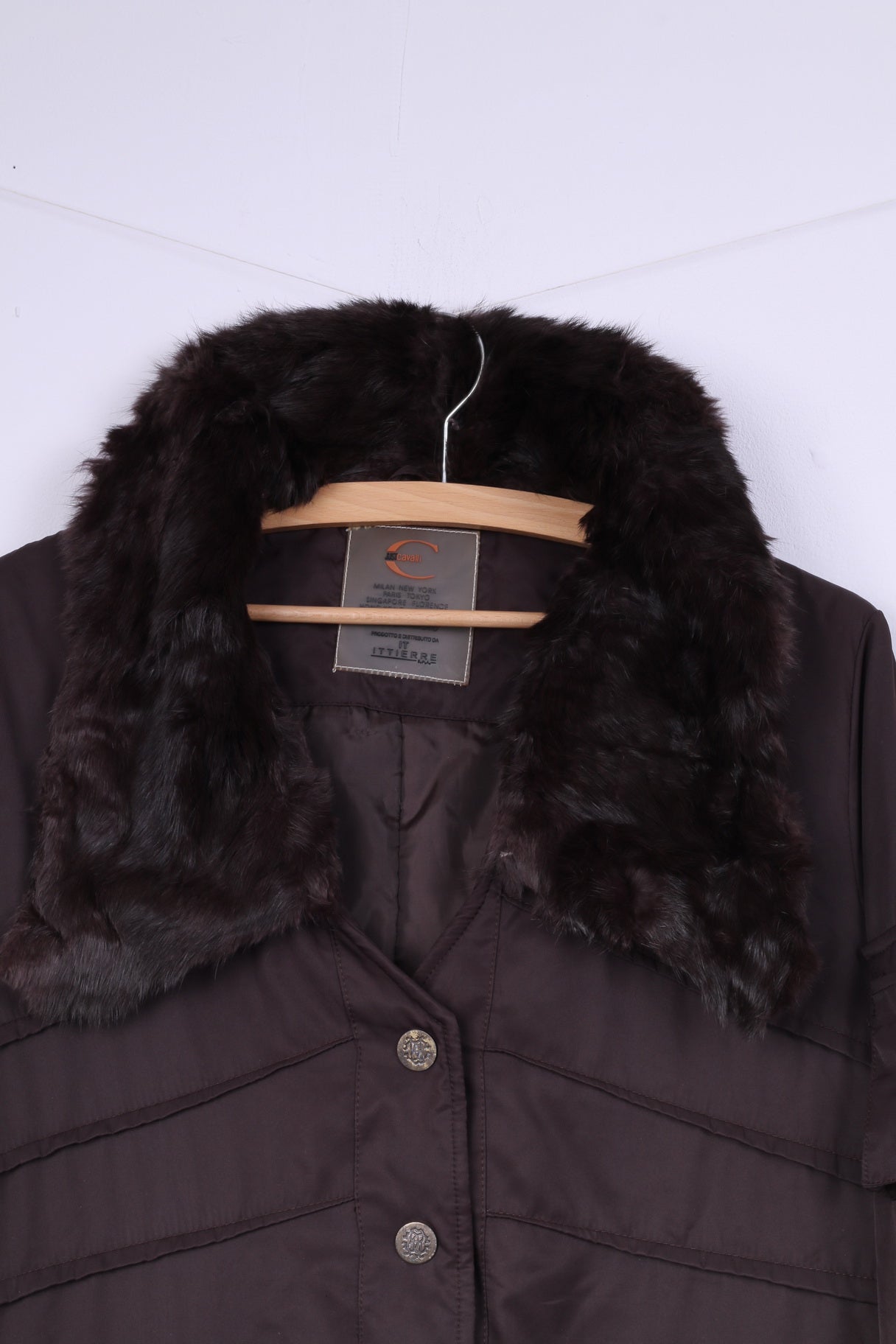 Just Cavalli Women S/M Jacket Brown Snaps Cotton Italy Collared Cropped Top