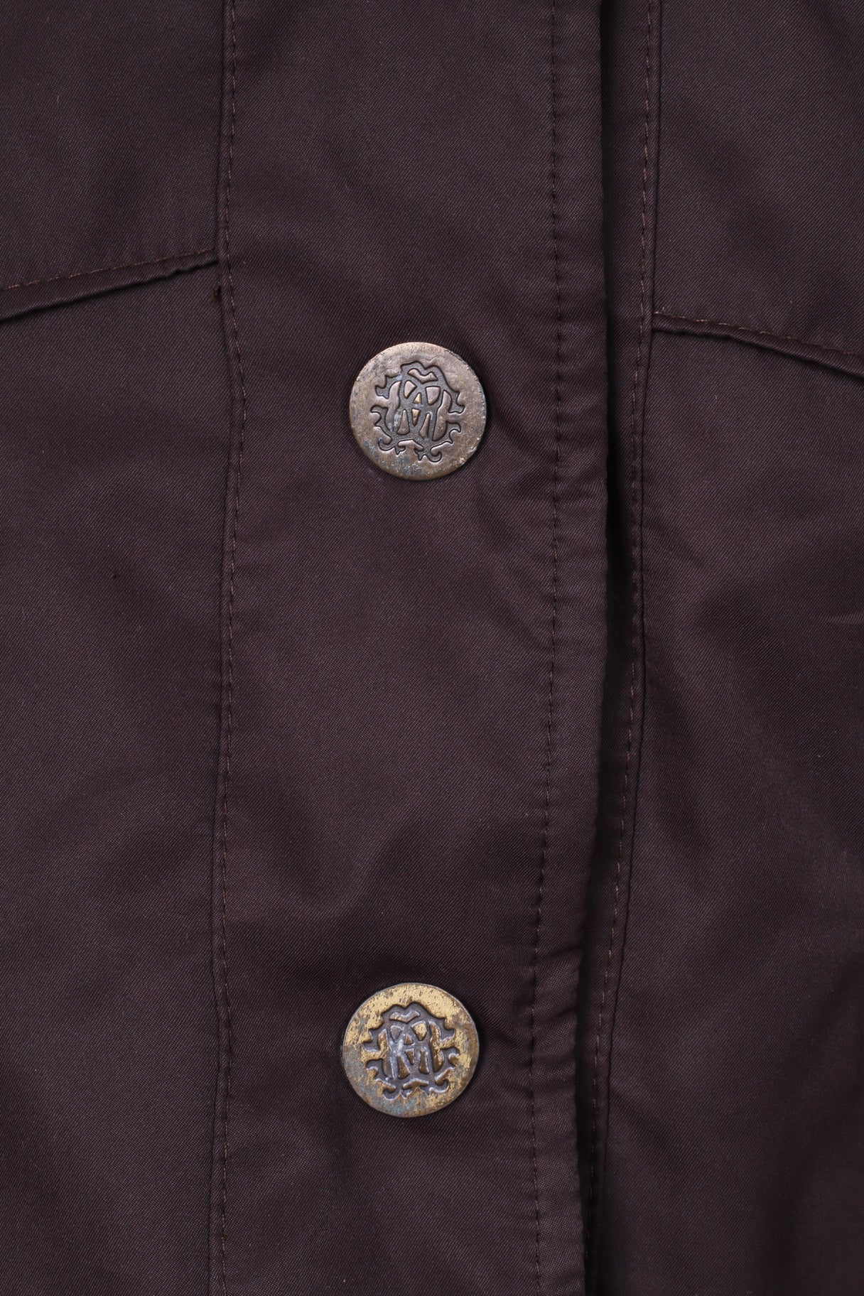 Just Cavalli Women S/M Jacket Brown Snaps Cotton Italy Collared Cropped Top