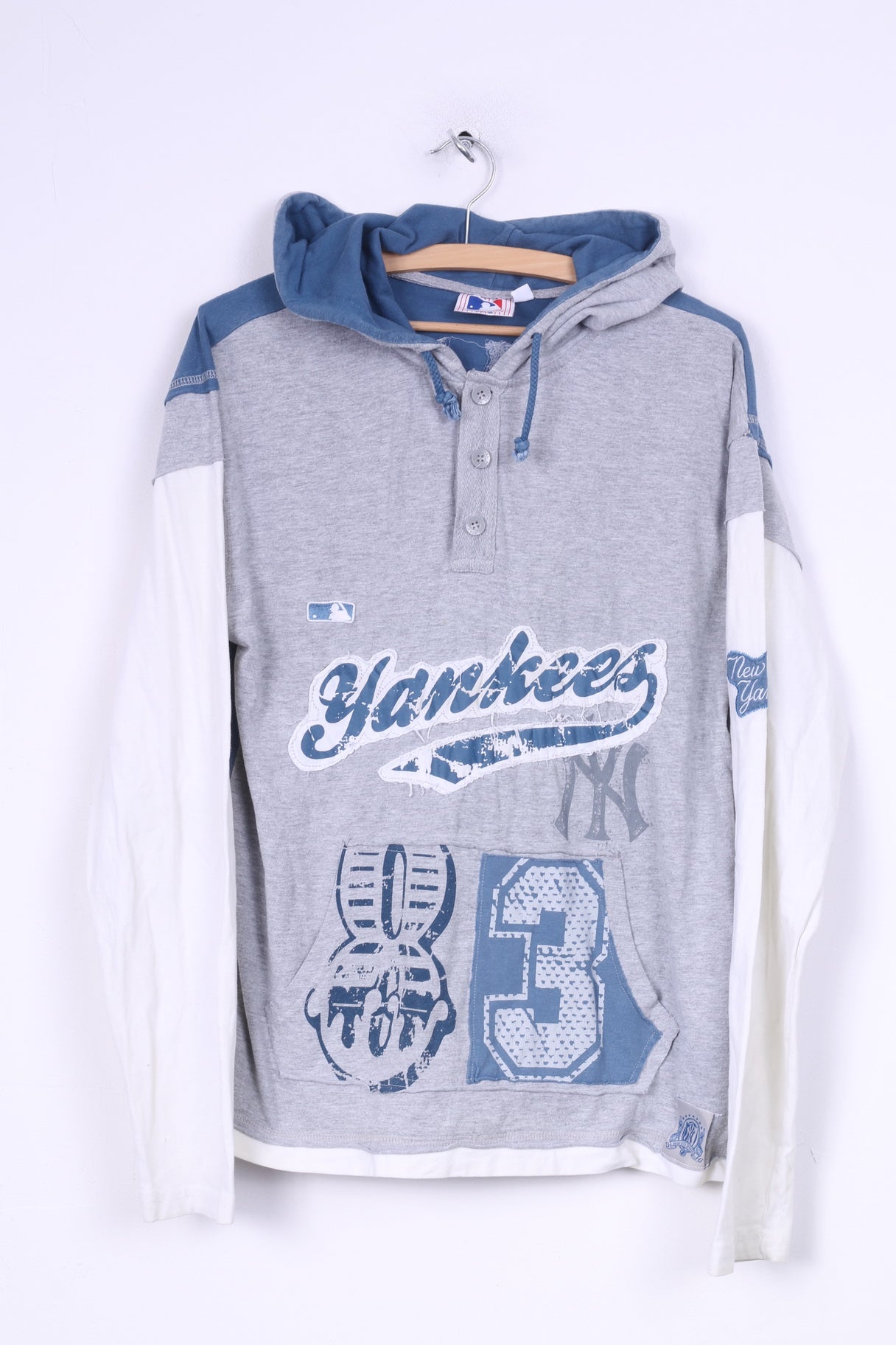 Major League Baseball Mens M Sweatshirt Hooded Grey Sport Cotton Yankees