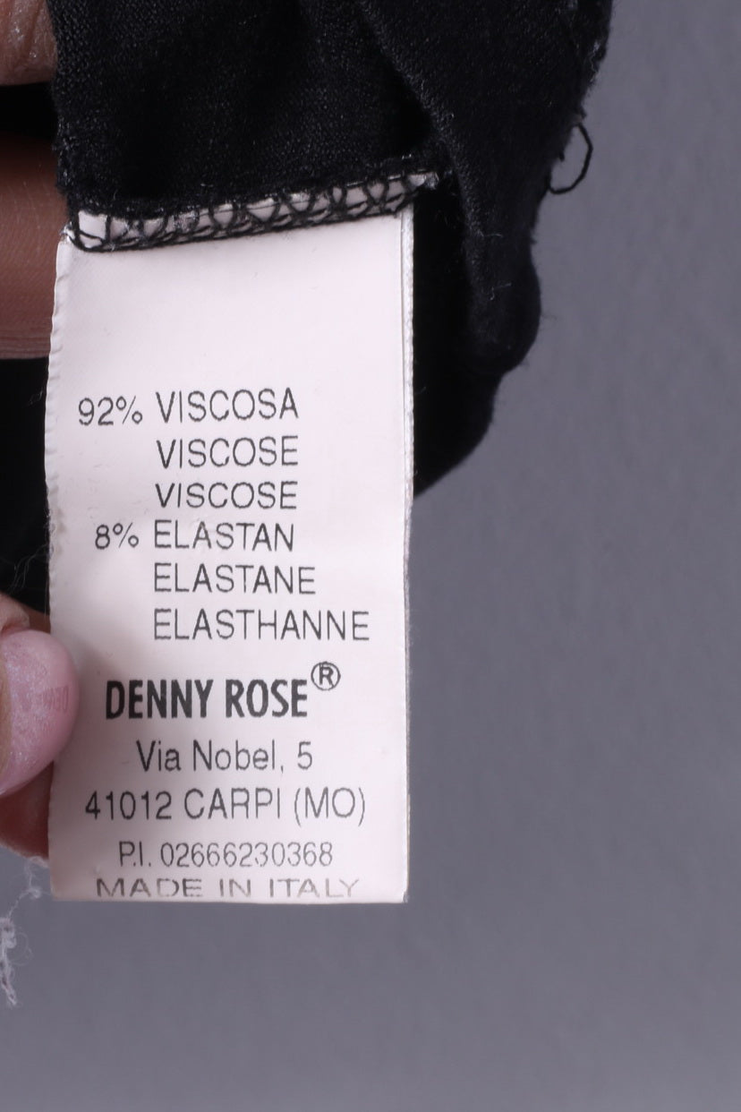 Denny Rose Chemise S pour femme Noir Graphic Heart Stretch Fit Top Fabriqué en Italie