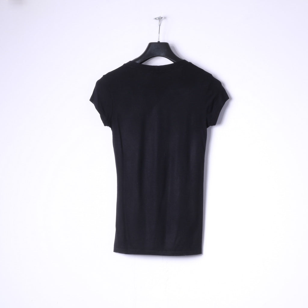 Denny Rose Womens S Shirt Black Graphic Heart Stretch Fit Top Made in Italy