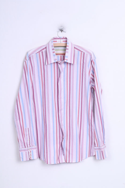 FULLCIRCLE Mens XL Casual Shirt Pink Striped Cotton Standard