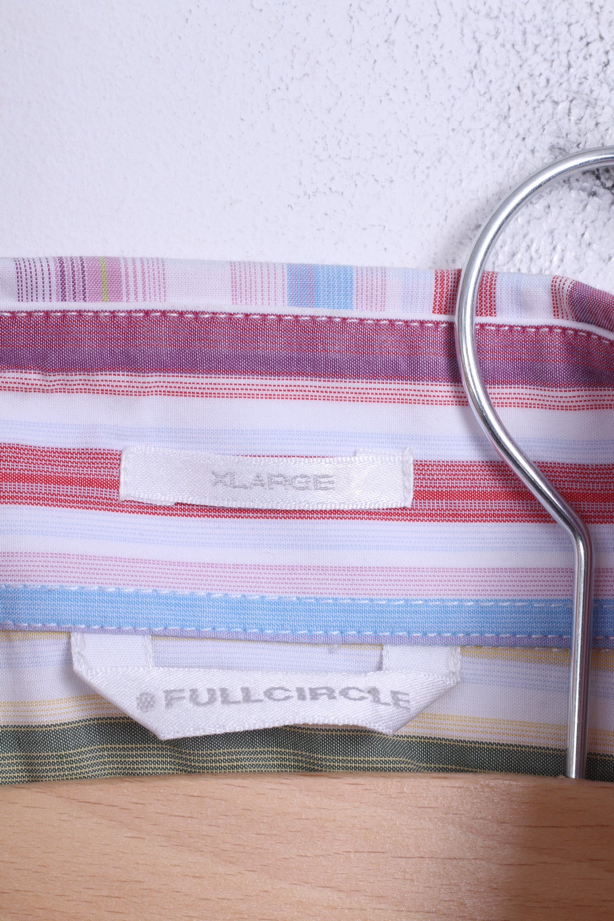 FULLCIRCLE Mens XL Casual Shirt Pink Striped Cotton Standard