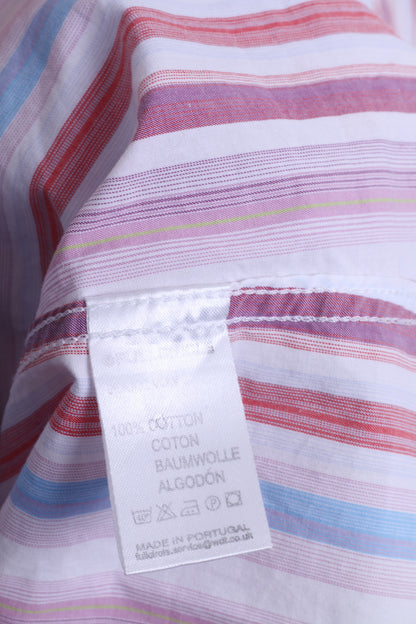 FULLCIRCLE Mens XL Casual Shirt Pink Striped Cotton Standard