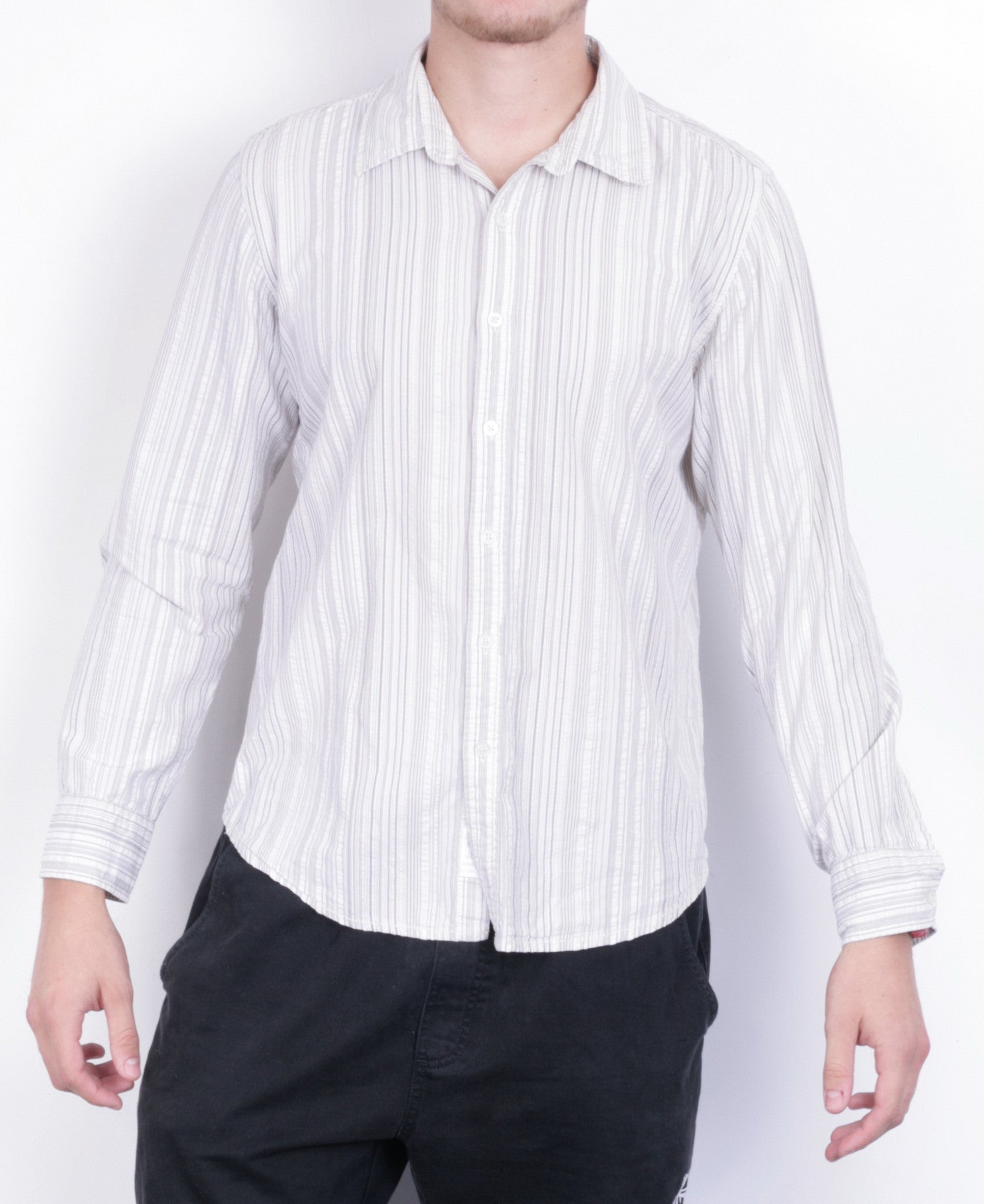 Calvin Klein Jeans Mens M Casual Shirt Striped Cotton Short Sleeve - RetrospectClothes