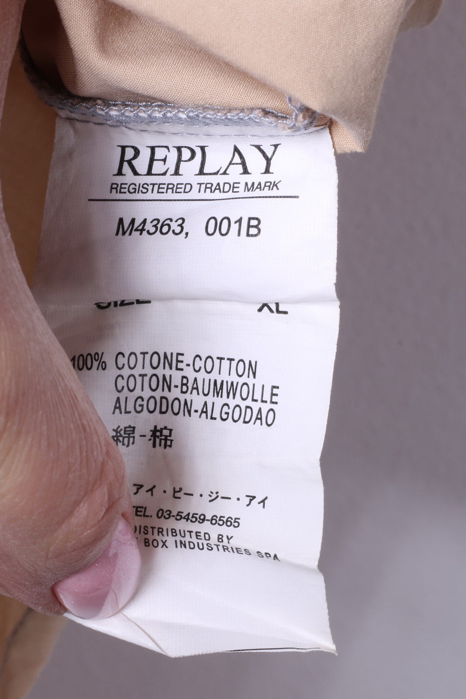 Replay Brand Blue Jeans Mens XL Casual Shirt Beige Cotton Embroidered Short Sleeve Top