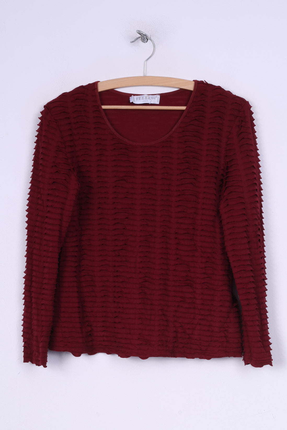 Fellow Womens M Shirt Long Sleeve Maroon Motia Crew Neck Vintage