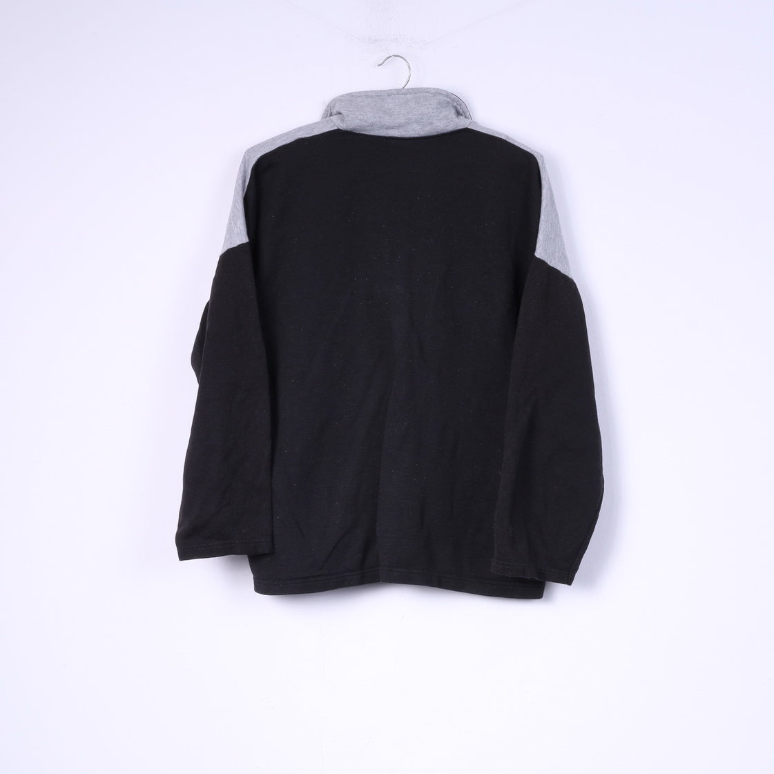 Vintage Mens S Sweatshirt Grey Jumper Zip Neck Retro Graphic Top