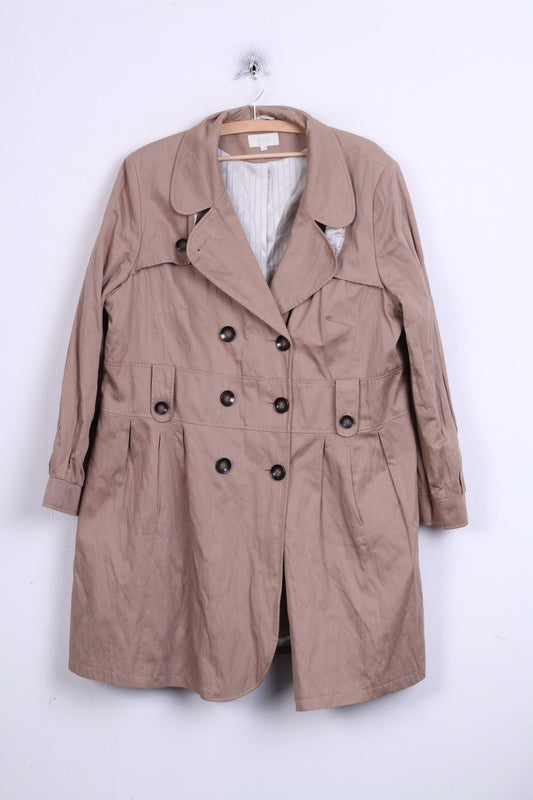 MARKS &amp; SPENCER Manteau Femme 22 3XL Long Beige Double Boutonnage