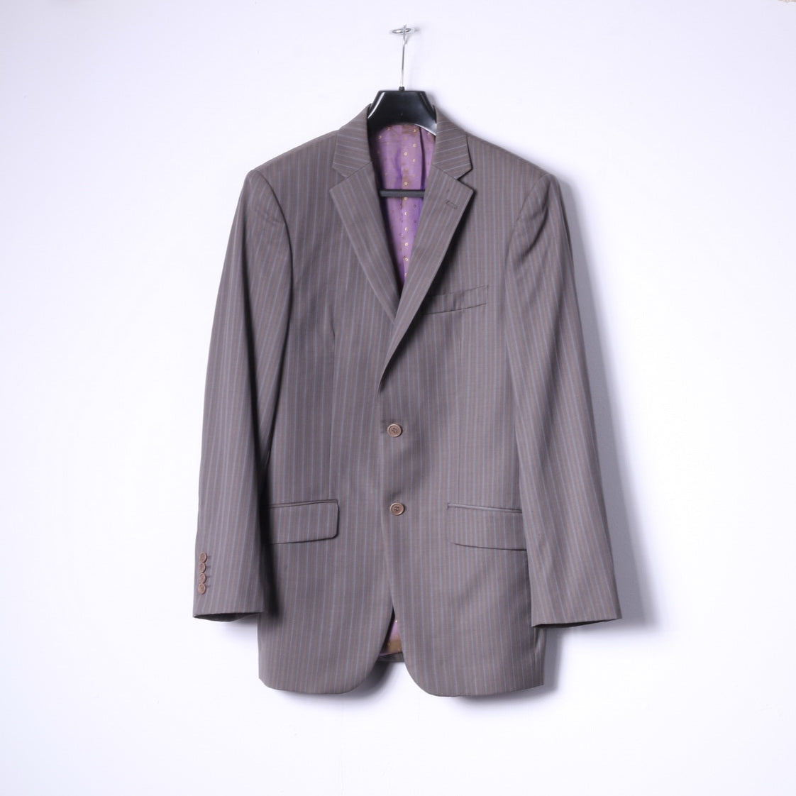 Ted Baker Elevated Men 38 Blazer Giacca monopetto in lana a righe marroni grigie