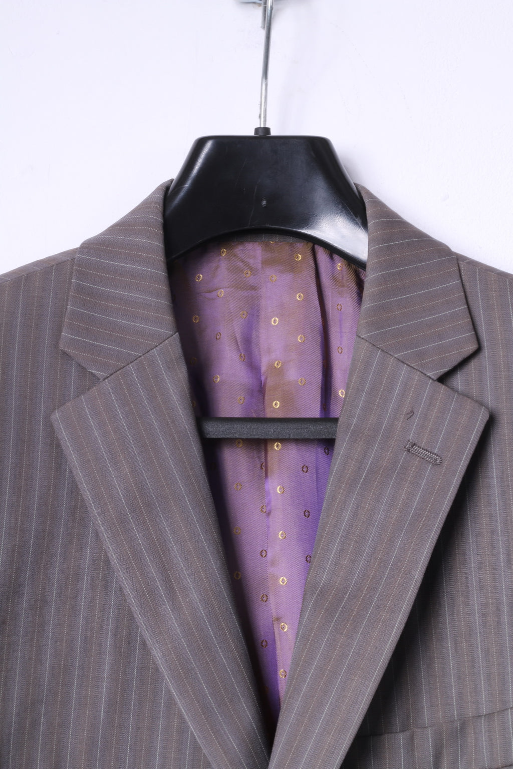 Ted Baker Elevated Men 38 Blazer Giacca monopetto in lana a righe marroni grigie