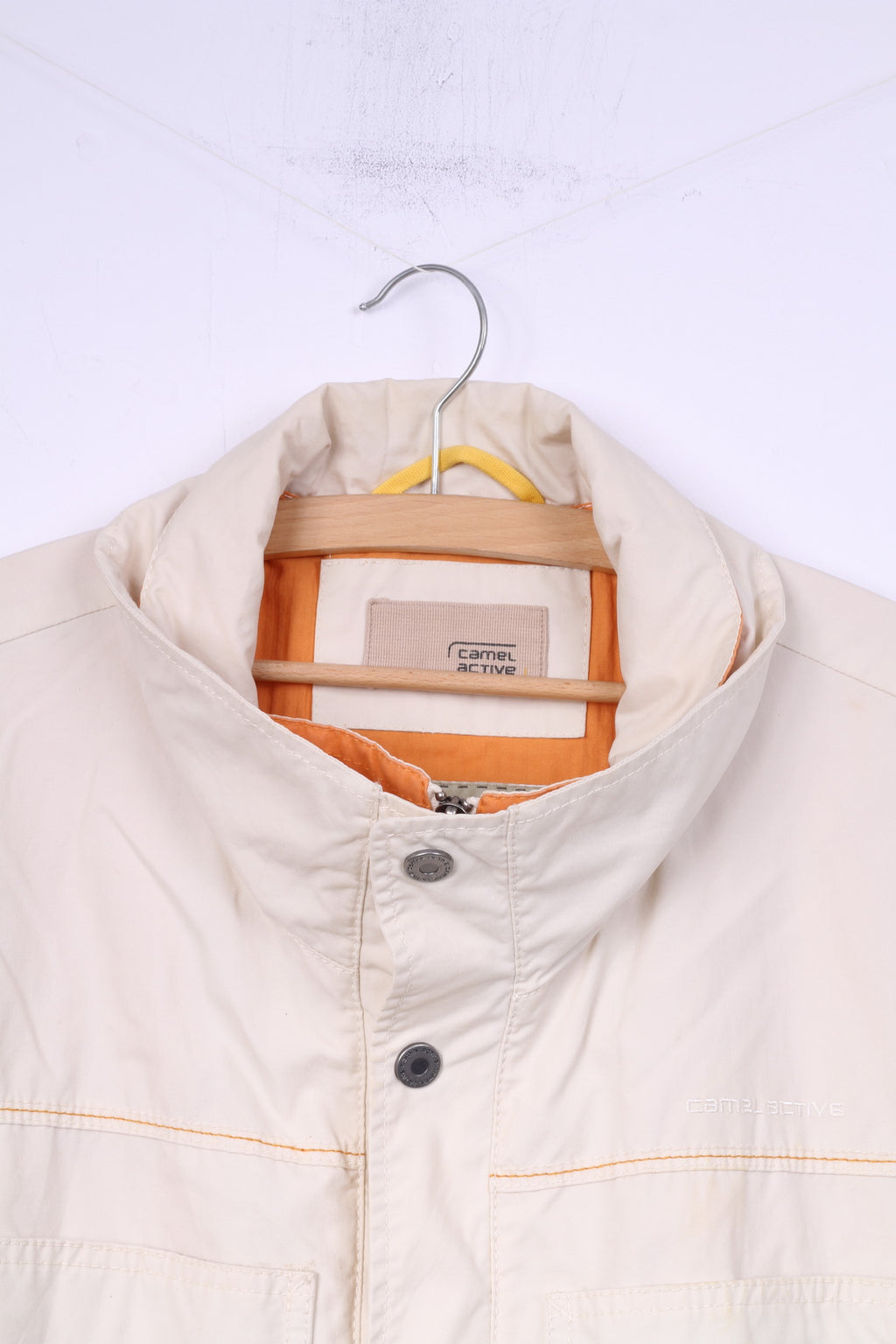 Camel Active Men 54 L Jacket Cream Lightweight Cotton Full Zipper Technical Top