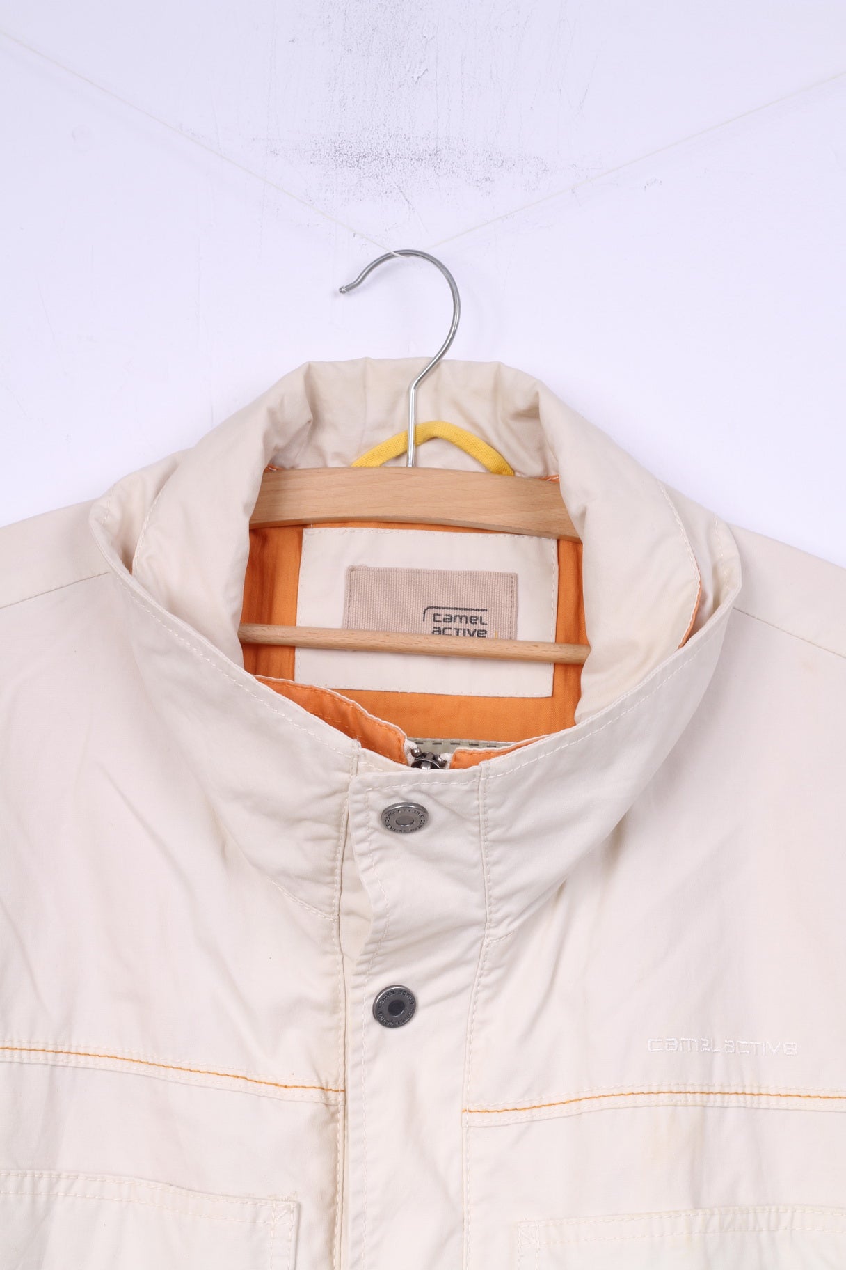 Camel Active Men 54 L Jacket Cream Lightweight Cotton Full Zipper Technical Top