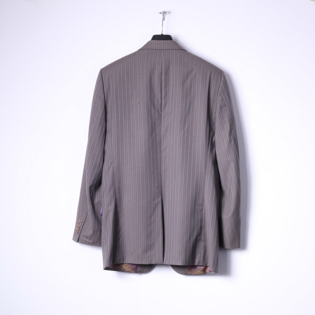 Ted Baker Elevated Men 38 Blazer Giacca monopetto in lana a righe marroni grigie