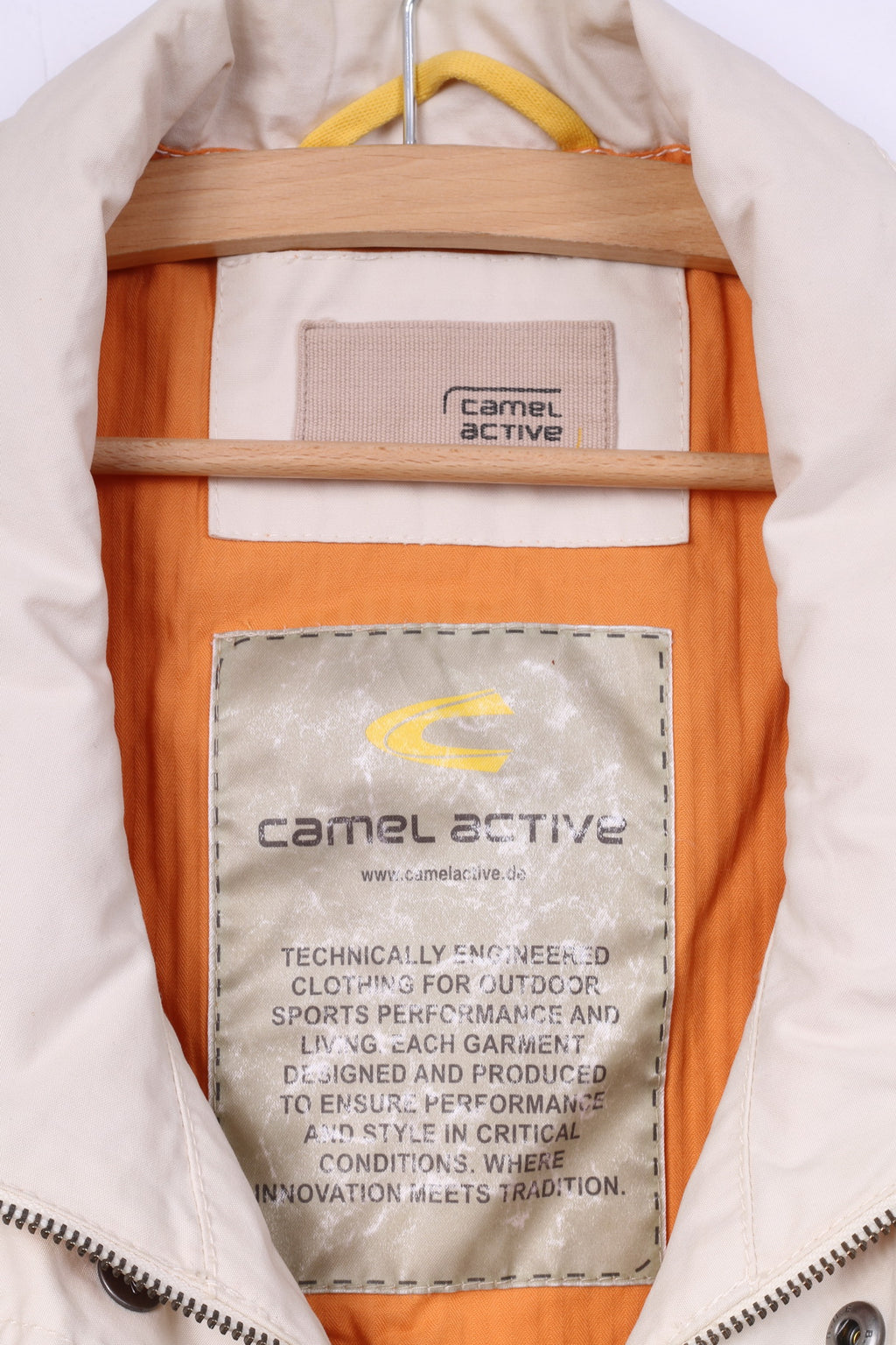Camel Active Men 54 L Jacket Cream Lightweight Cotton Full Zipper Technical Top