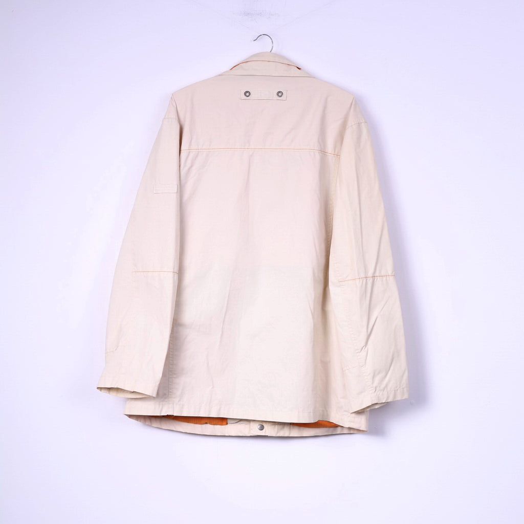 Camel Active Men 54 L Jacket Cream Lightweight Cotton Full Zipper Technical Top