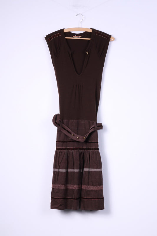 Bouche A Bouche Mini robe circulaire 36 S en coton marron avec ceinture pour femme 