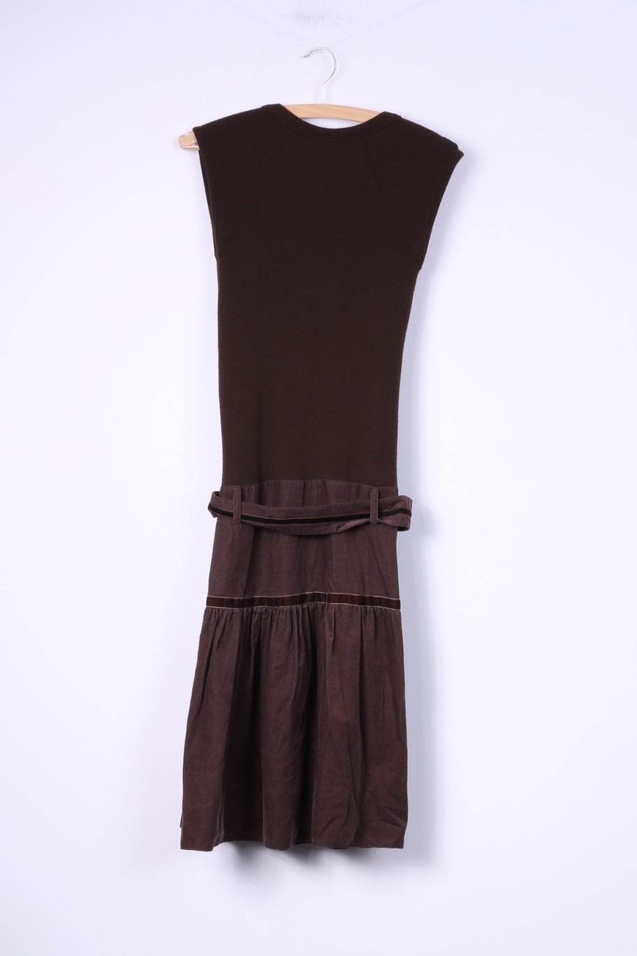 Bouche A Bouche Womens 36 S Mini Circle Dress Brown Cotton Belted