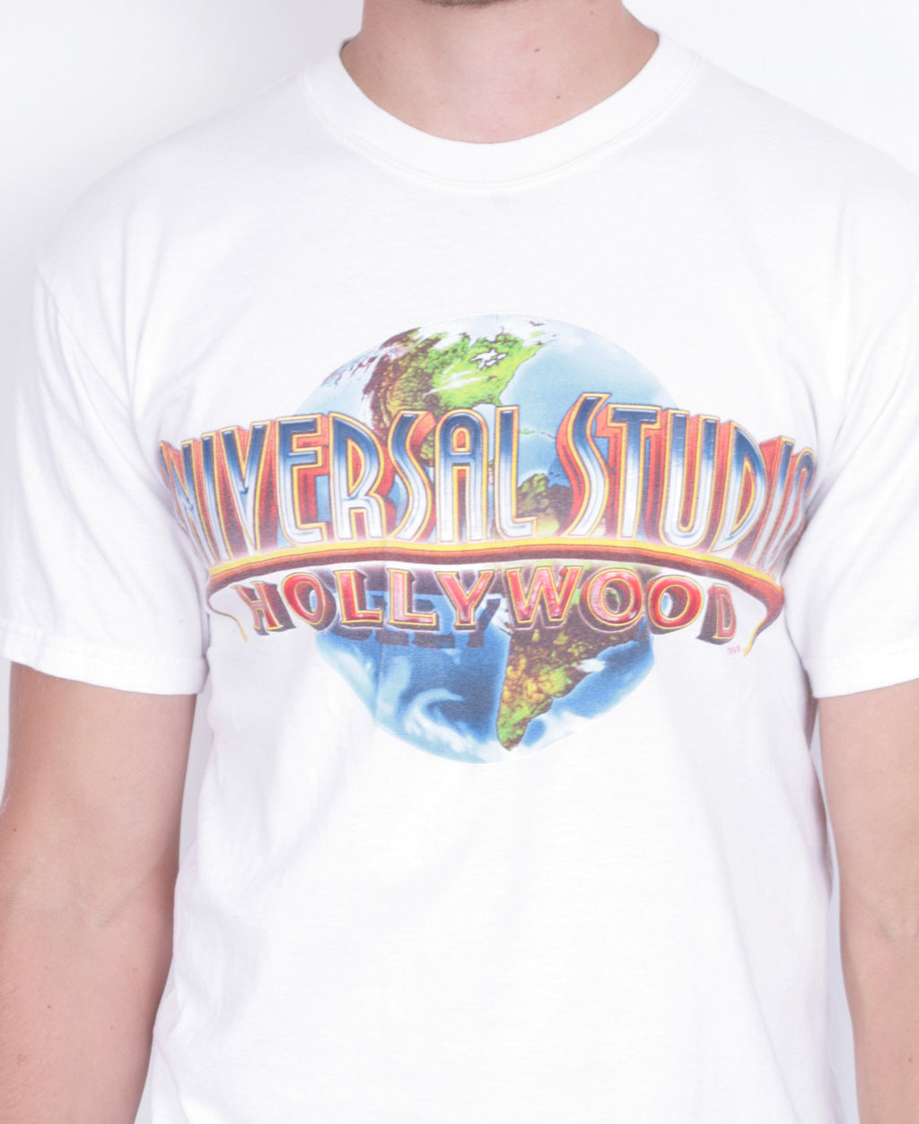 Universal Studios Mens M Shirt White Crew Neck Cotton Vintage 90s - RetrospectClothes