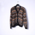 St Miechael Womens 20 50 Sweater Brown Acrylic Printed Button Front Cardigan