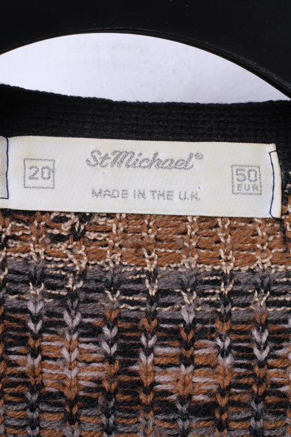 St Miechael Womens 20 50 Sweater Brown Acrylic Printed Button Front Cardigan