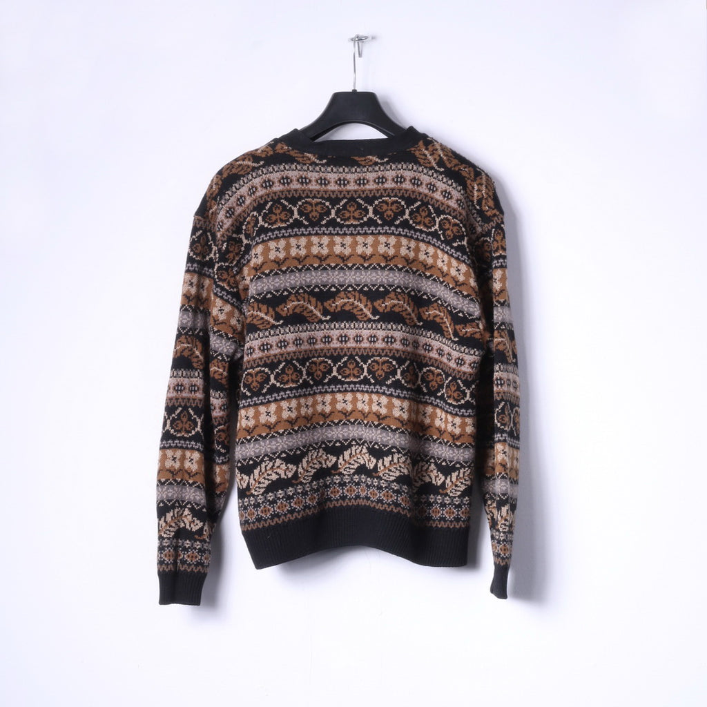 St Miechael Womens 20 50 Sweater Brown Acrylic Printed Button Front Cardigan