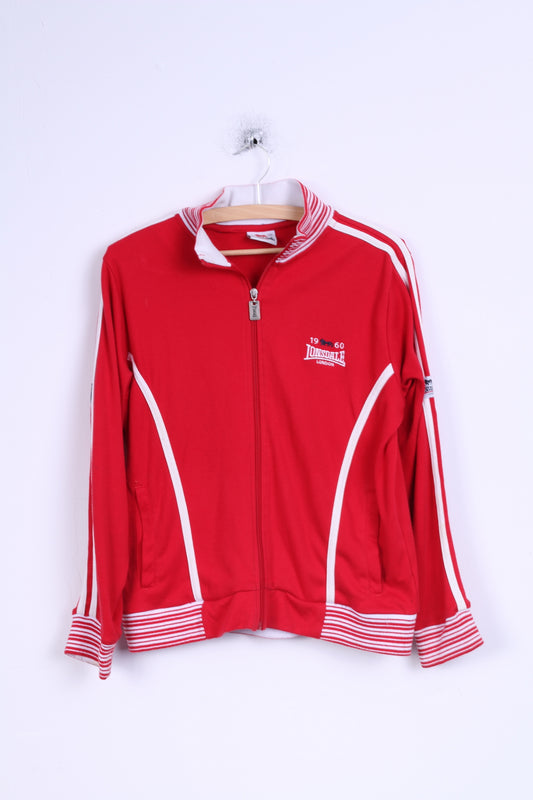 Lonsdale Sweat-shirt en coton rouge avec fermeture éclair pour femme 16 M