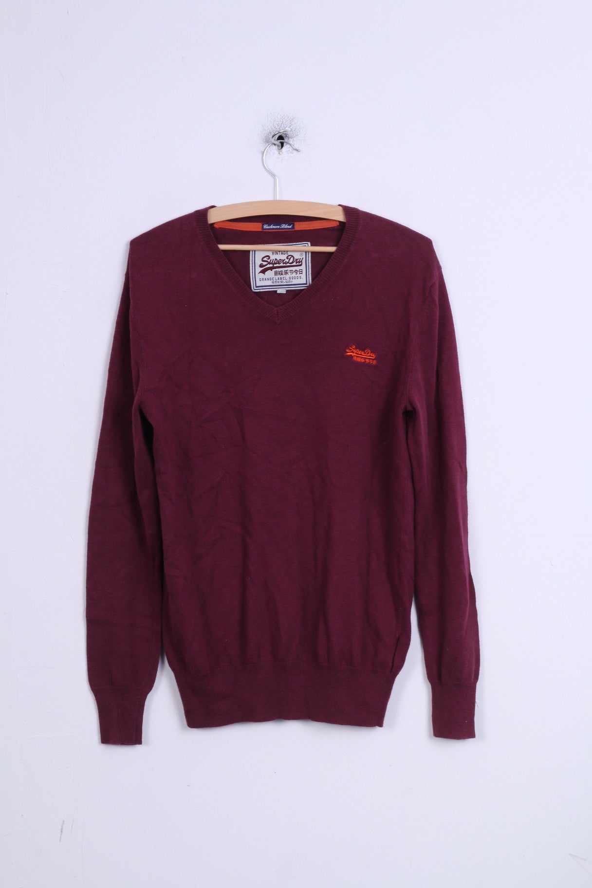 Superdry Vintage Pull M en cachemire mélangé à col en V pour homme Bordeaux clair