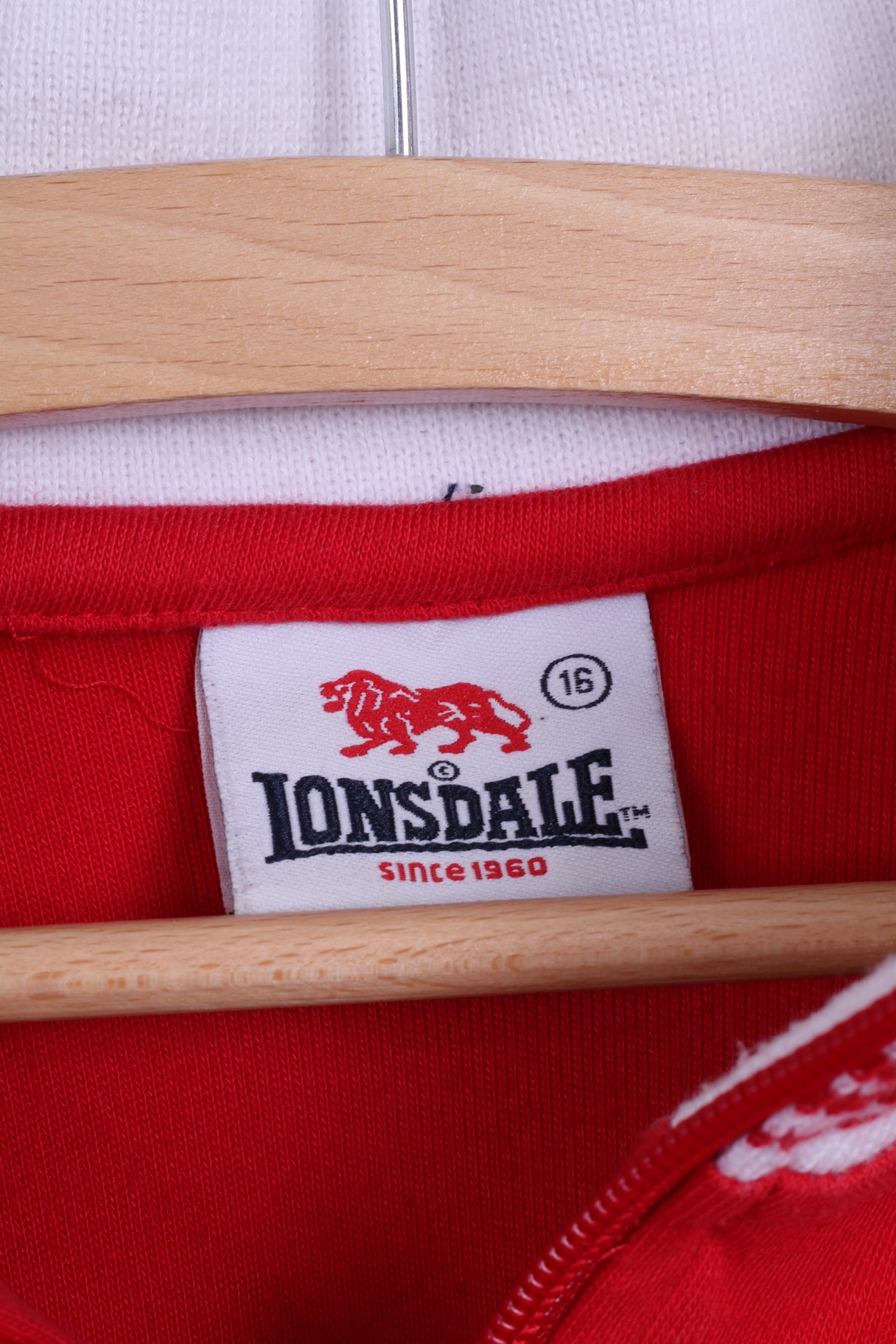 Lonsdale Sweat-shirt en coton rouge avec fermeture éclair pour femme 16 M