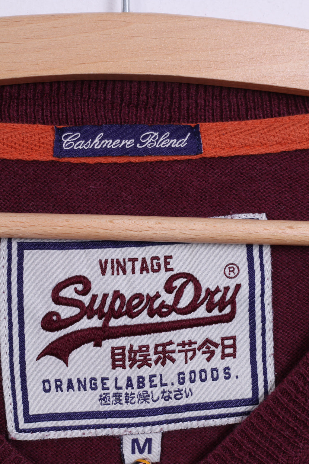 Superdry Vintage Pull M en cachemire mélangé à col en V pour homme Bordeaux clair