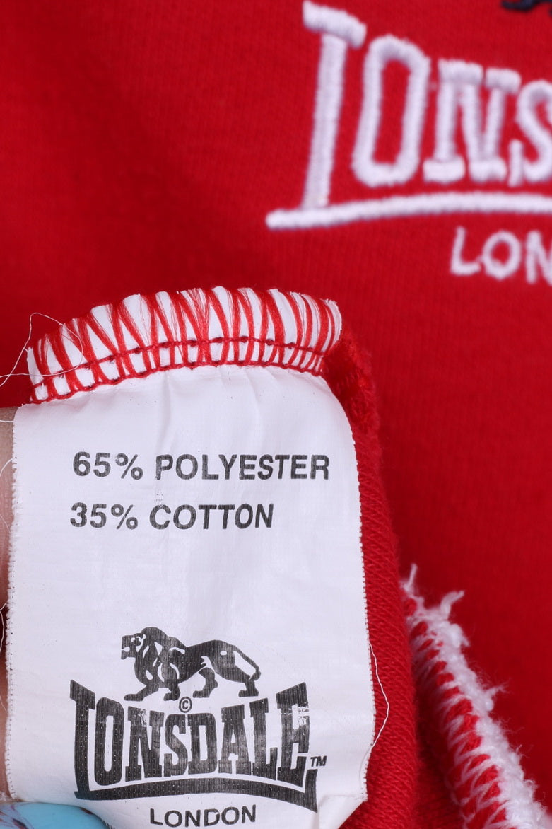 Lonsdale Womens 16 M Sweatshirt Cotton Red Zippered Stretch Blouse