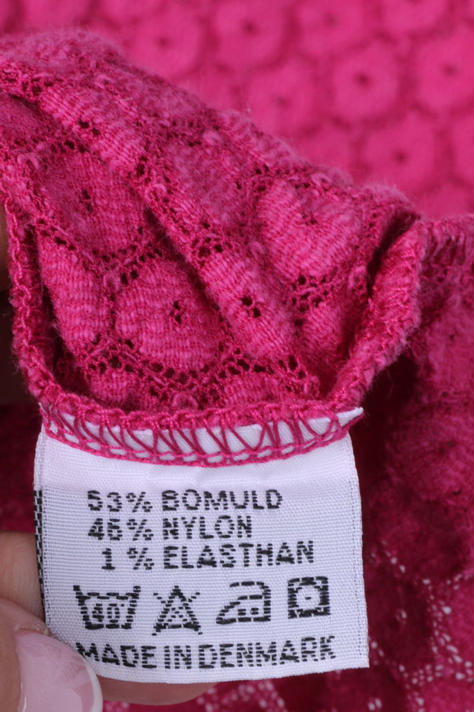 Milieu Femme L Débardeur Rose Norvège Dentelle Coton Col Rond Tunique 