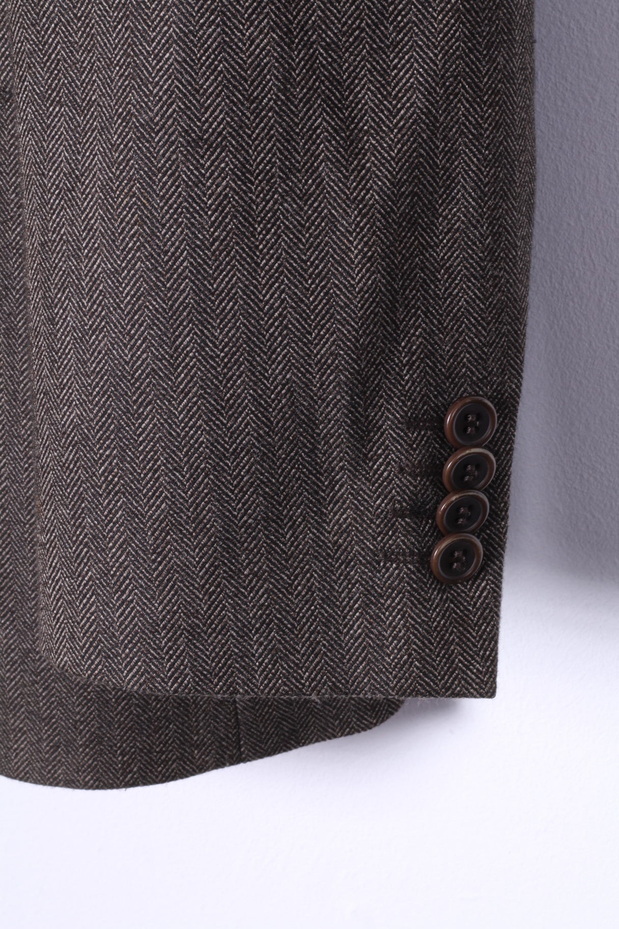 Giacca monopetto a spina di pesce marrone da uomo 38" S Regular di Ben Sherman