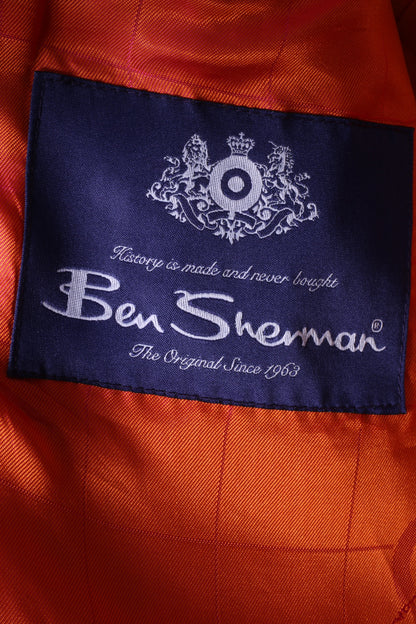 Ben Sherman Mens 38" S Regular Blazer Brown Herringbone Single Breasted Jacket