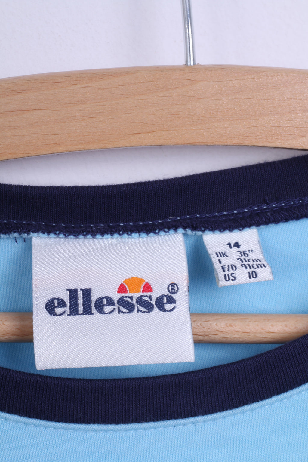 Ellesse Womens 14 M Shirt Blue Cotton Stretch Graphic Logo