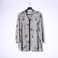 Schmeinck Germany Womens 18 44 Casual Shirt Grey Floral Print Shoulder Pads Retro